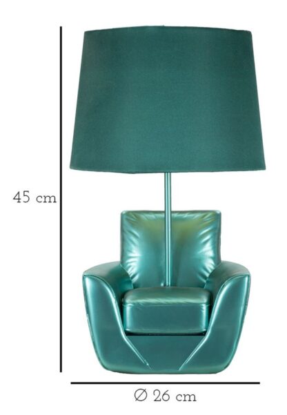 LAMPADA DA COMODINO MIDCENTURY TURCHESE CM Ø 26X43 - immagine 6