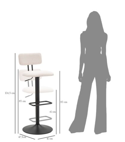 SGABELLO BAR LIGHT BIANCO CM 41X47,5X85-106,5(SEDUTA CM 61-83) SET 2PCS - immagine 9