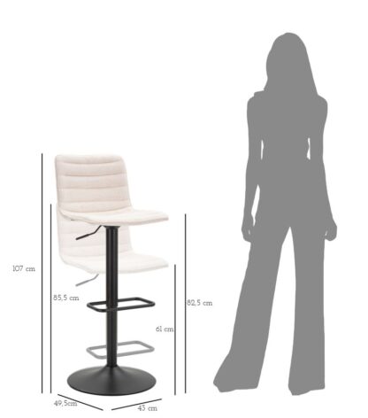 SGABELLO BAR HIGH BIANCO CM 43X49,5X85,5-107(SEDUTA CM 61-82,5) SET 2PCS - immagine 9
