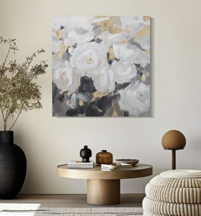 DIPINTO SU TELA WHITE FLOWER -B- CM 90X3,7X90 - immagine 6
