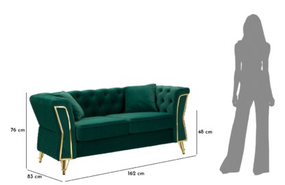 DIVANO EMY VERDE C/CUSCINI CM 162X83X76 - immagine 14