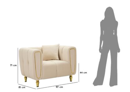 POLTRONA ALMA CREMA C/CUSCINO CM 97X81X71 - immagine 11
