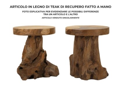SGABELLO JAMET IN TEAK RICICLATO CM Ø 35X40 (PEZZI UNICI - NON RIP. IN SERIE) - immagine 8