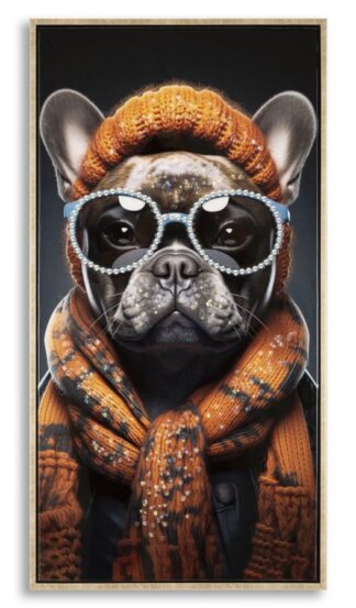 DIPINTO SU TELA LACCATO BAD BULLY -A- C/CORNICE CM 42,5X2,8X82,5