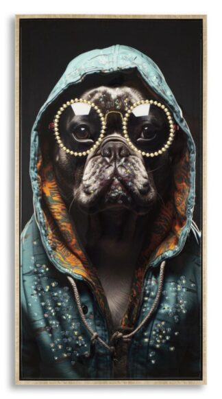 DIPINTO SU TELA LACCATO BAD BULLY -B- C/CORNICE CM 42,5X2,8X82,5