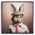 DIPINTO SU TELA LACCATO BUNNY C/CORNICE CM 62,5X2,8X62,5