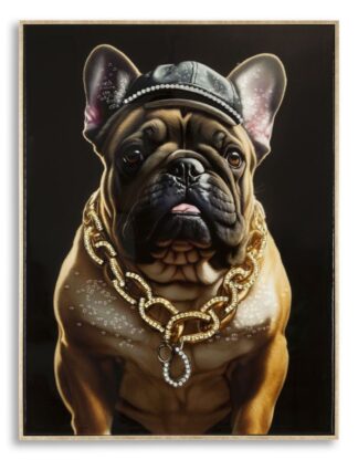 DIPINTO SU TELA LACCATO BULLY C/CORNICE CM 62X4X82