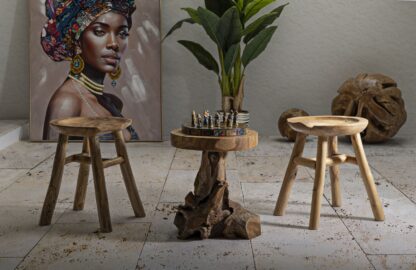 SGABELLO JAMET IN TEAK RICICLATO CM Ø 35X40 (PEZZI UNICI - NON RIP. IN SERIE) - immagine 11