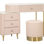 TOELETTA SHARON ROSA C/PUFF CM 120X40X75 (MISURA PUFF Ø36X39)