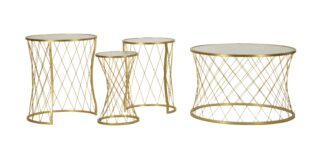 TAVOLINETTI NOAH GOLD SET 4 PZ CM Ø 70X45-47X54,5-36x50-28x45