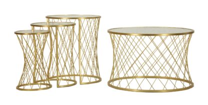 TAVOLINETTI NOAH GOLD SET 4 PZ CM Ø 70X45-47X54,5-36x50-28x45 - immagine 2
