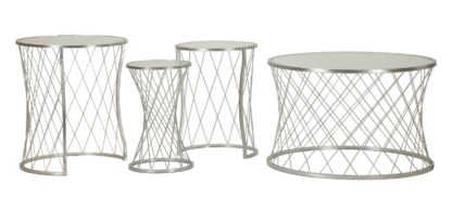 TAVOLINETTI NOAH SILVER SET 4 PZ CM Ø 70X45-47X54,5-36x50-28x45