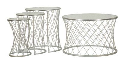 TAVOLINETTI NOAH SILVER SET 4 PZ CM Ø 70X45-47X54,5-36x50-28x45 - immagine 2