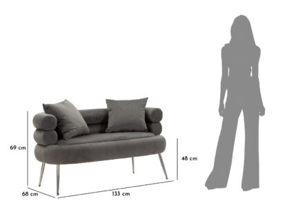DIVANETTO SILVERY PLUS C/CUSCINI CM 133X68X69 - immagine 12