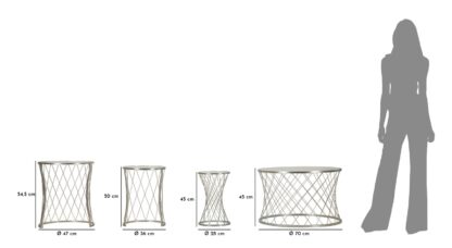 TAVOLINETTI NOAH SILVER SET 4 PZ CM Ø 70X45-47X54,5-36x50-28x45 - immagine 6