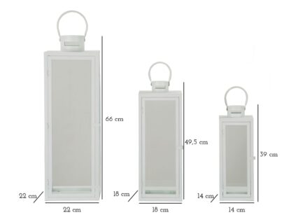 LANTERNE WHITE SET 3 PZ CM 22X22X66-18X18X49,5-14X14X39 - immagine 7