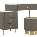 TOELETTA SHARON GRIGIA C/PUFF CM 120X40X75 (MISURA PUFF Ø36X39)