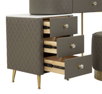 TOELETTA SHARON GRIGIA C/PUFF CM 120X40X75 (MISURA PUFF Ø36X39) - immagine 5