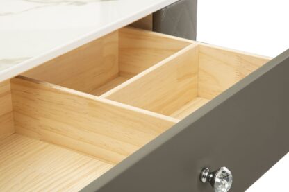 TOELETTA SHARON GRIGIA C/PUFF GAMBE ARGENTO CM 120X40X75 (MISURA PUFF Ø36X39) - immagine 5