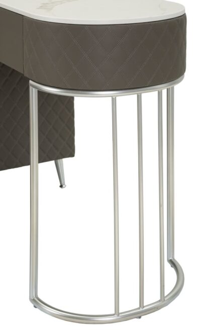 TOELETTA SHARON GRIGIA C/PUFF GAMBE ARGENTO CM 120X40X75 (MISURA PUFF Ø36X39) - immagine 8