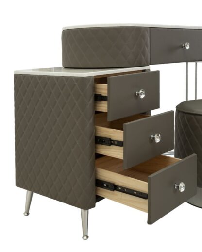 TOELETTA SHARON GRIGIA C/PUFF GAMBE ARGENTO CM 120X40X75 (MISURA PUFF Ø36X39) - immagine 10