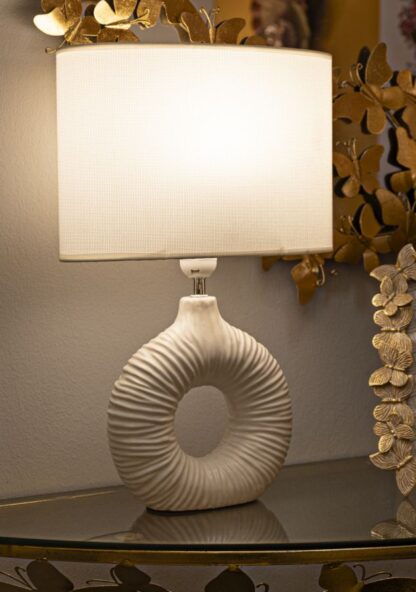 LAMPADA DA TAVOLO SETA BIANCA CM 28,5X15X43 - immagine 6