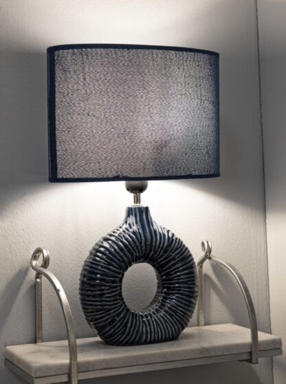 LAMPADA DA TAVOLO SETA BLU CM 28,5X15X43 - immagine 6
