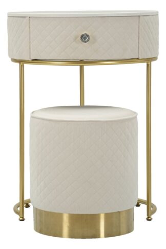 COMODINO/TOLETTA C/PUFF VELLIT CREMA CM Ø 52X70 - Ø 36X39