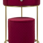 COMODINO/TOLETTA C/PUFF VELLIT ROSSO CM Ø 52X70 - Ø 36X39