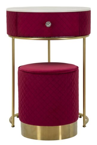 COMODINO/TOLETTA C/PUFF VELLIT ROSSO CM Ø 52X70 - Ø 36X39