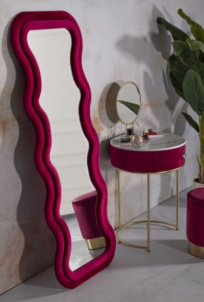 SPECCHIO DA MURO EMILY VELLUTO FUXIA CM 60X6X160 (MISURA SPECCHIO CM 42X144) - immagine 5