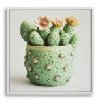 STAMPA SU TELA LACCATA C/CORNICE VASETTO CACTUS -A- CM 40X2,8X40