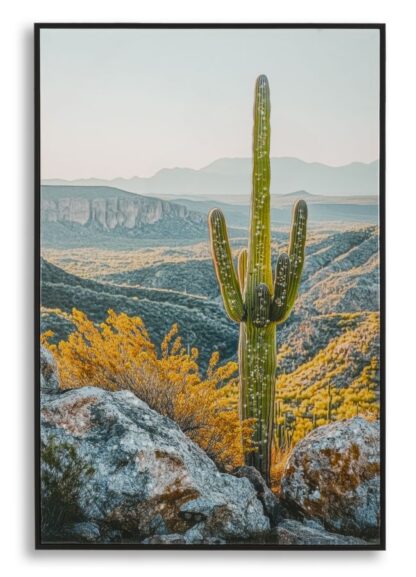 STAMPA SU TELA LACCATA C/CORNICE CACTUS -B- CM 60X4X90