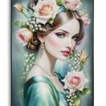 DIPINTO SU TELA LACCATO FANTASY C/CORNICE -A- CM 72X4X102