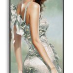 DIPINTO SU TELA LACCATO ELEGANT C/CORNICE -A- CM 52X4,5X152 stile GLAM