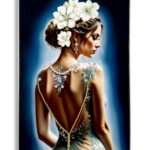 DIPINTO SU TELA LACCATO ISABEL C/CORNICE -A- CM 72X4X102 stile GLAM