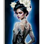 DIPINTO SU TELA LACCATO ISABEL C/CORNICE -B- CM 72X4X102