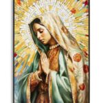 DIPINTO SU TELA LACCATO MADONNA -A- C/CORNICE CM 72X4X102
