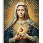 DIPINTO SU TELA LACCATO MADONNA -B- C/CORNICE CM 72X4X102