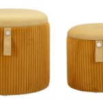 PUFF C/CONTENITORE BOLZANO SENAPE SET 2 PZ CM Ø 38X38-32X28