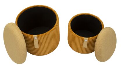 PUFF C/CONTENITORE BOLZANO SENAPE SET 2 PZ CM Ø 38X38-32X28 - immagine 7