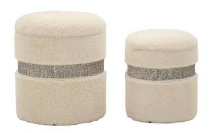 PUFF C/CONTENITORE SAINT-MORITZ CREMA SET 2 PZ CM Ø 40X47-32X38