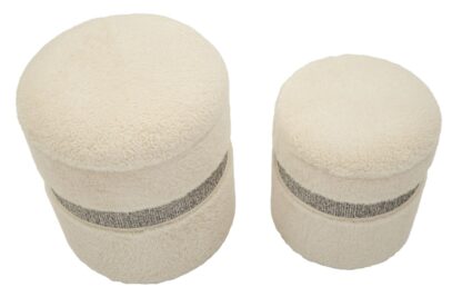 PUFF C/CONTENITORE SAINT-MORITZ CREMA SET 2 PZ CM Ø 40X47-32X38 - immagine 2