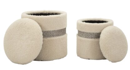 PUFF C/CONTENITORE SAINT-MORITZ CREMA SET 2 PZ CM Ø 40X47-32X38 - immagine 7