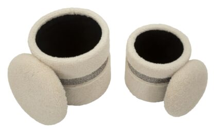 PUFF C/CONTENITORE SAINT-MORITZ CREMA SET 2 PZ CM Ø 40X47-32X38 - immagine 4