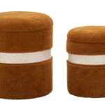 PUFF C/CONTENITORE SAINT-MORITZ MARRONE SET 2 PZ CM Ø 40X47-32X38 stile MODERN