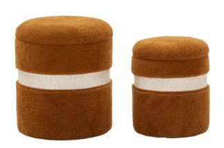 PUFF C/CONTENITORE SAINT-MORITZ MARRONE SET 2 PZ CM Ø 40X47-32X38