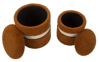 PUFF C/CONTENITORE SAINT-MORITZ MARRONE SET 2 PZ CM Ø 40X47-32X38 - immagine 4