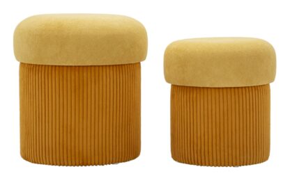 PUFF C/CONTENITORE ASPEN SENAPE SET 2 PZ CM Ø 42X44-35X37