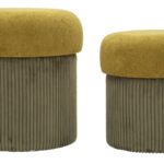 PUFF C/CONTENITORE ASPEN VERDE SET 2 PZ CM Ø 42X44-35X37 stile MODERN
